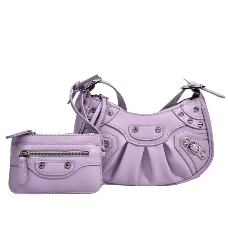 Women's Medium All Seasons Pu Leather Solid Color Fashion Dumpling Shape Zipper Cloud Shape Bag