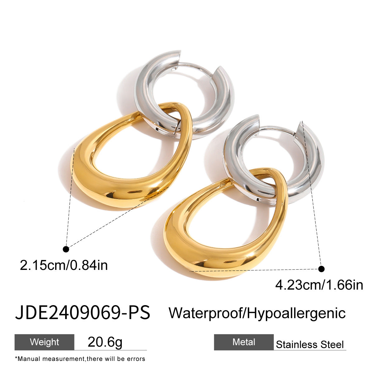 Stainless Steel Color Matching Circle Earrings Niche Ins Earrings Titanium Steel Earrings