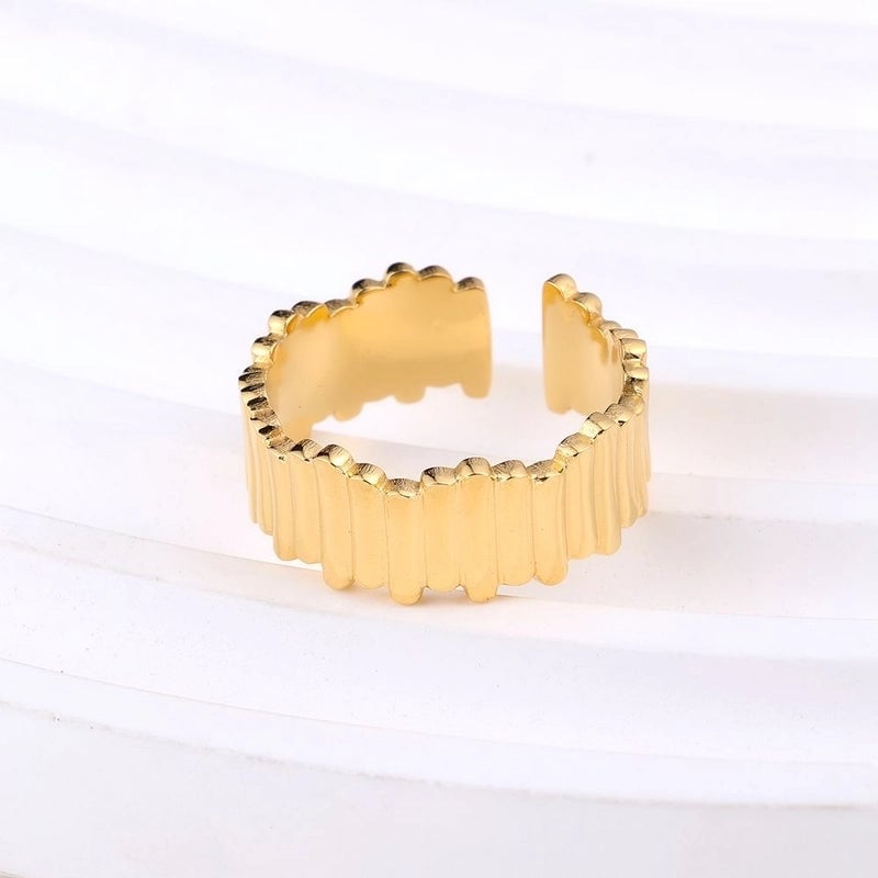 Princess Minimalist Solid Color 302 Stainless Steel 18K Gold Plated Rings