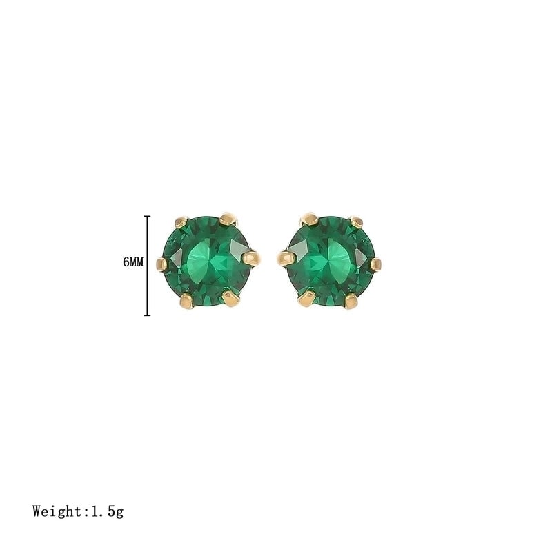 1 Pair Minimalist Round Inlay 304 Stainless Steel Zircon White Gold Plated Gold Plated Ear Studs