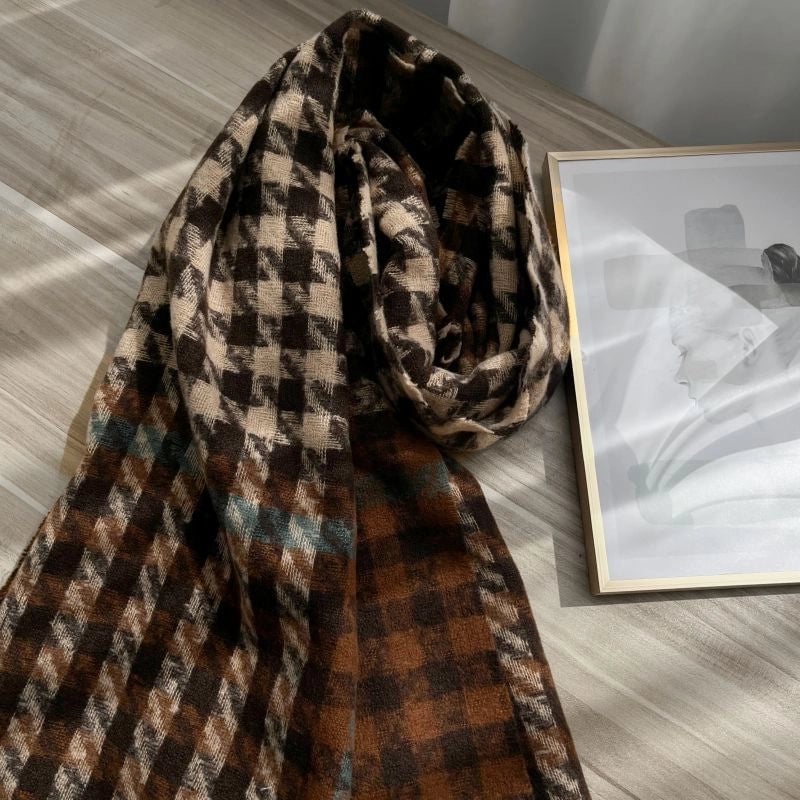 Unisex Minimalist Classic Style Plaid Imitation Cashmere Scarf