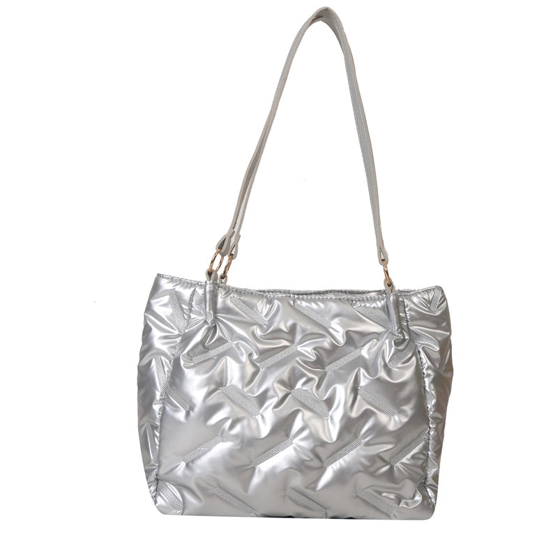 Women's Water Repellent Solid Color Classic Style Square Zipper Shoulder Bag