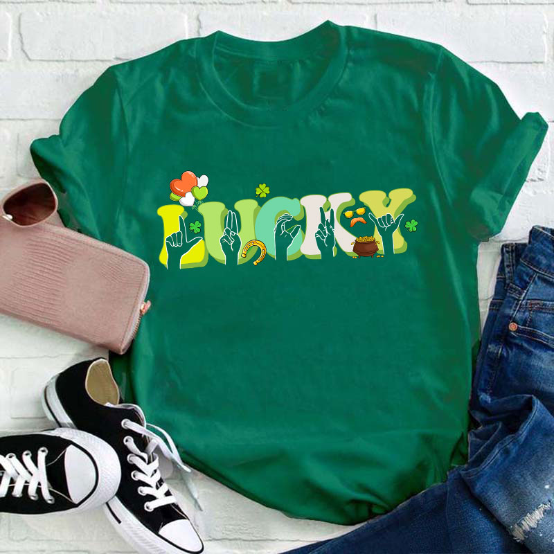 Sign Language Lucky Teacher T-Shirt