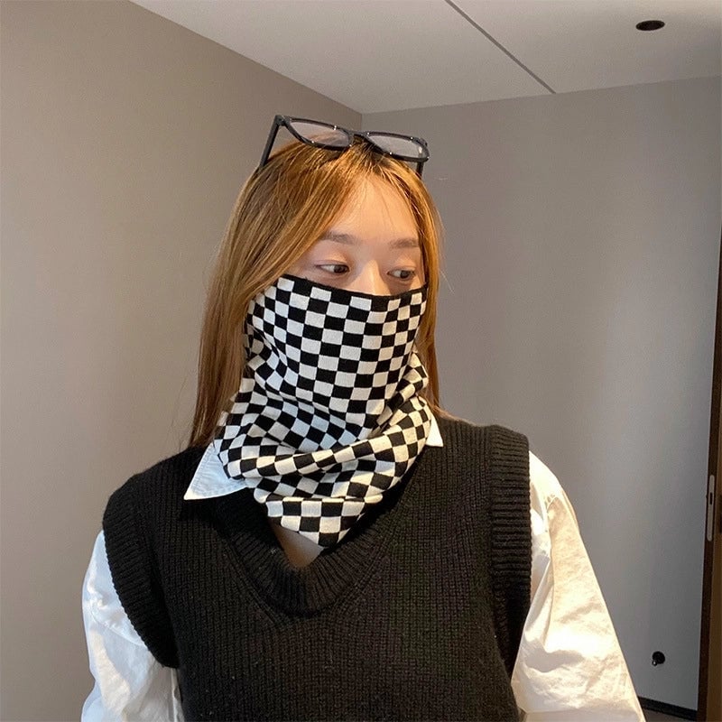 Unisex Minimalist Solid Color Polyester Crochet Lace Scarf Mask