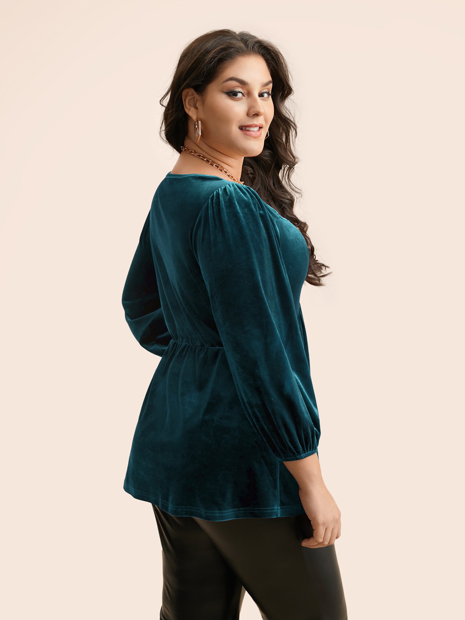 Velvet Heart Neckline Gathered Blouse