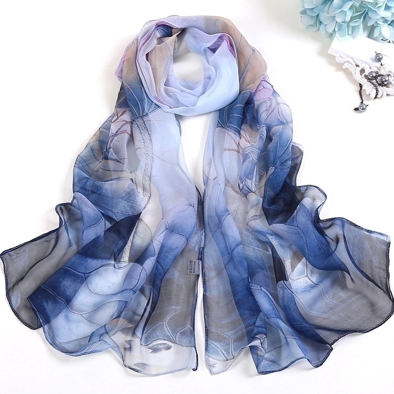 Women's Vacation Color Block Floral Polyester Silk Scarves