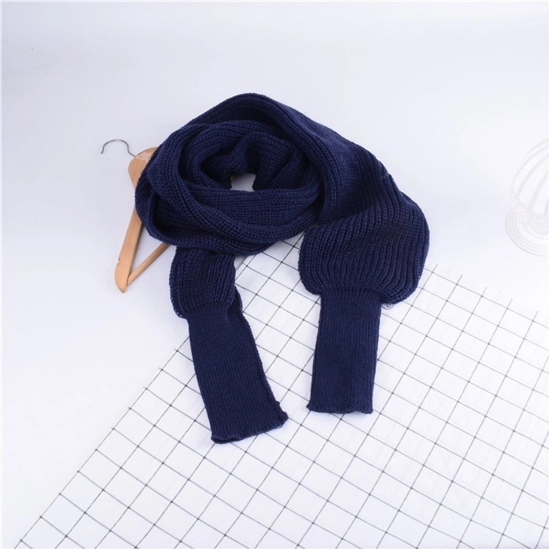 Autumn And Winter Wool Scarf Men And Women's Long Neck Shawl With Sleeves Knitted Scarf