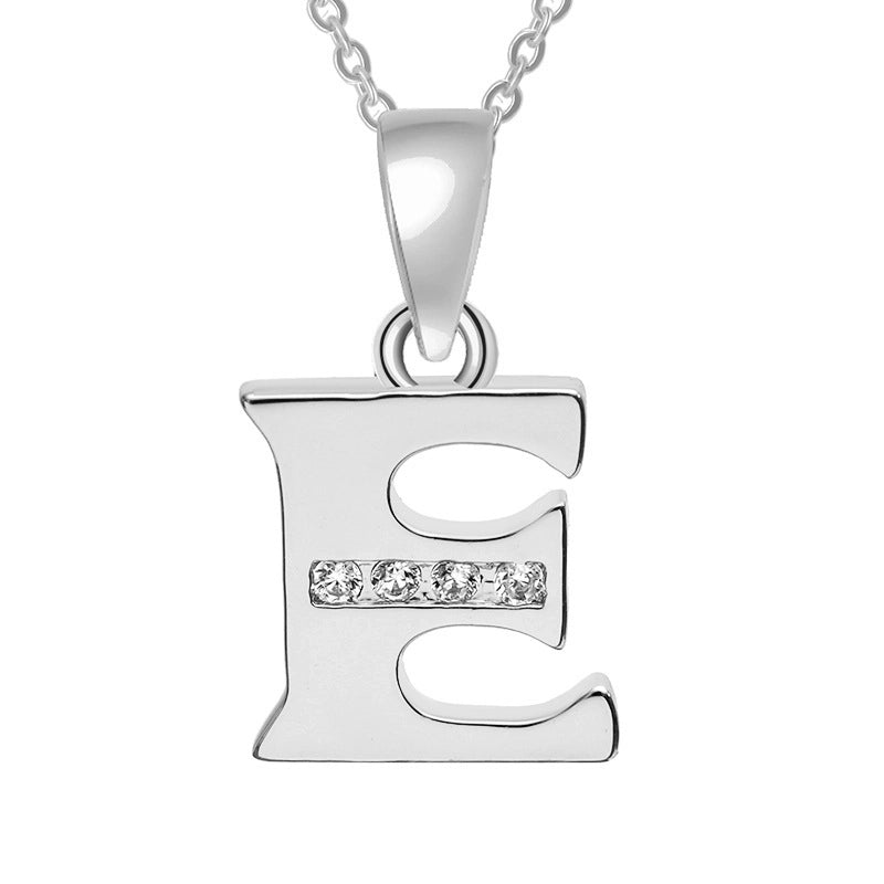Minimalist Letter Copper Plating Inlay Zircon Pendant Necklace