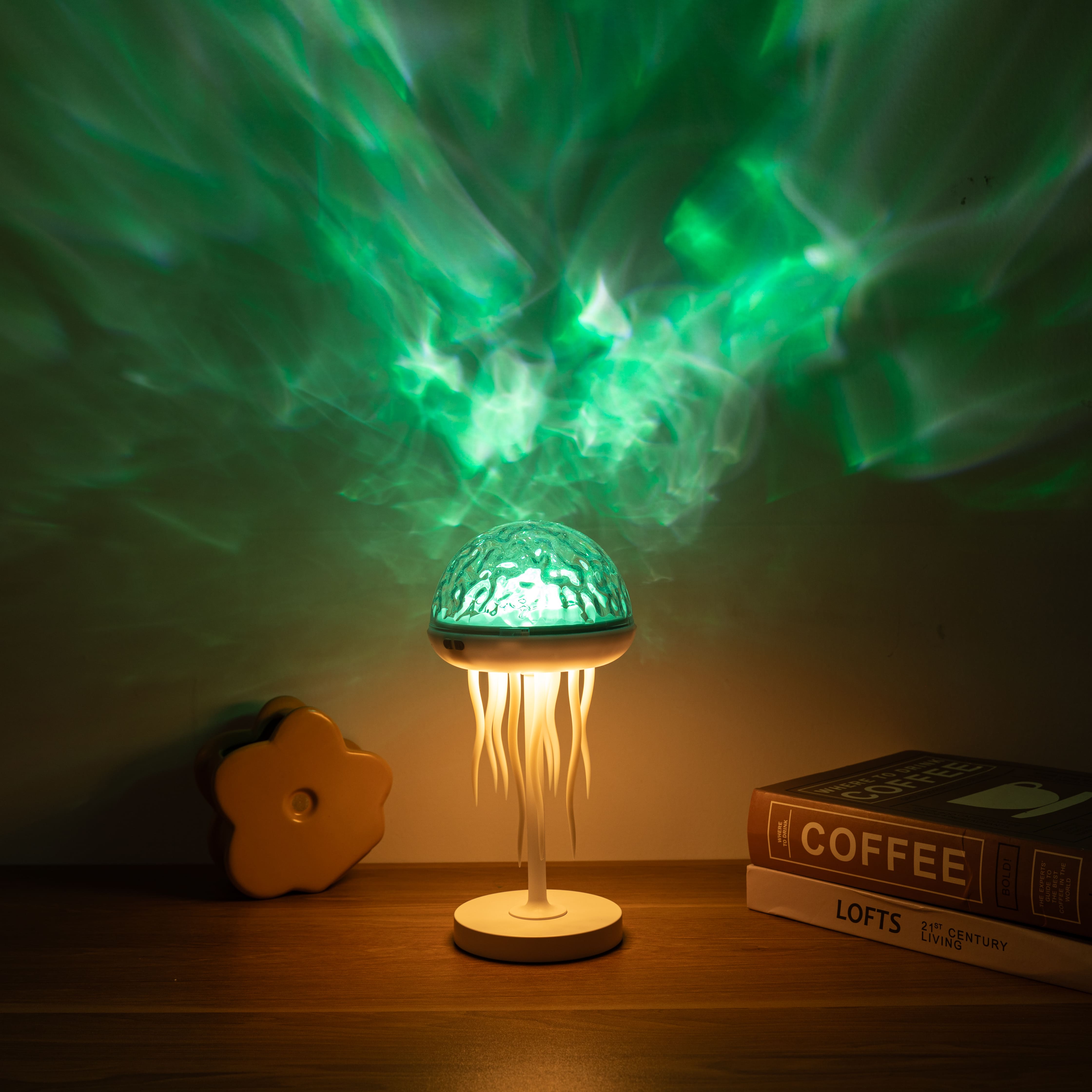 Jellyfish Wave Projector Lamp 7-Color LED Night Light with Moving Tentacles Water Ripple Effect for Relaxation