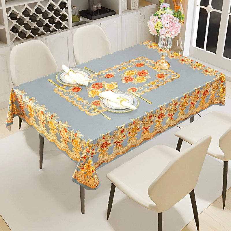 Elegant Classic Style Geometric Flower PVC Tablecloths Artificial Decorations