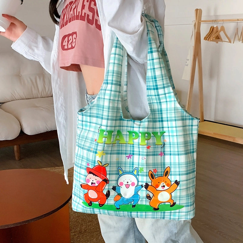 Women's Large Polyester Animal Letter Elegant Cute Streetwear Square Magnetic Buckle Tote Bag