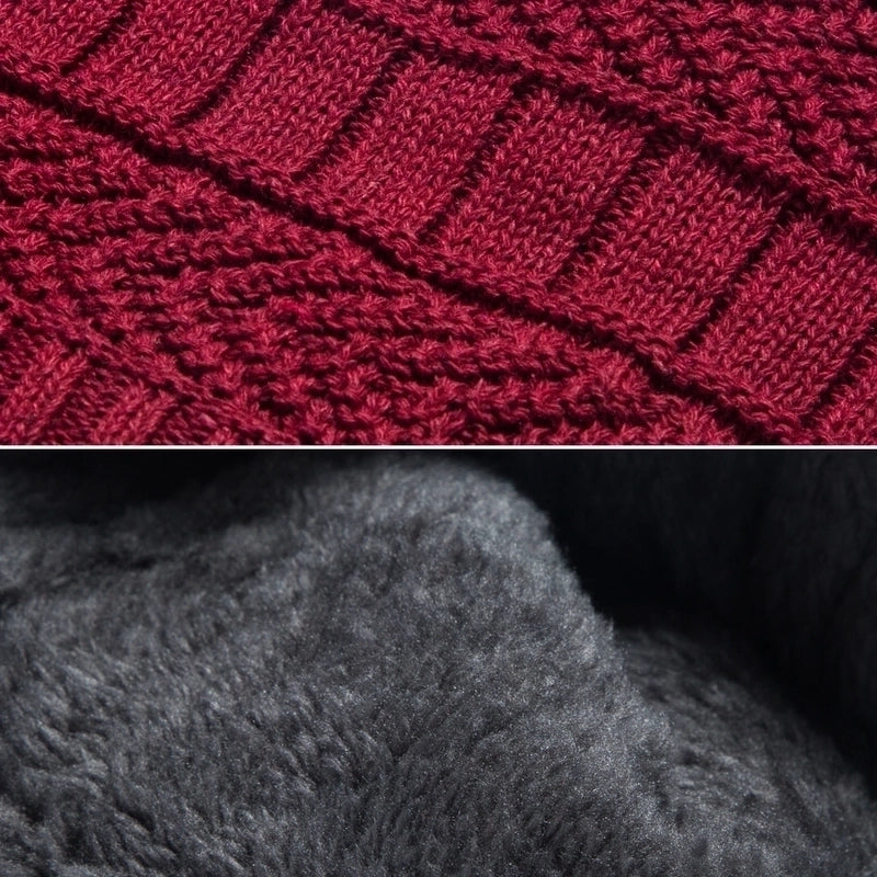 New Korean Style Knitted Scarf Hat Set Fashionable Men's And Women's Warm With Velvet Thick Woolen Cap Scarf Autumn And Winter
