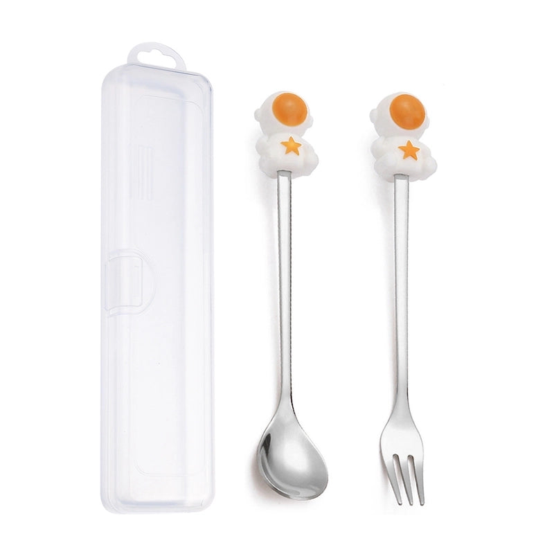 Christmas Cute Animal Santa Claus Stainless Steel Tableware 2 Pieces