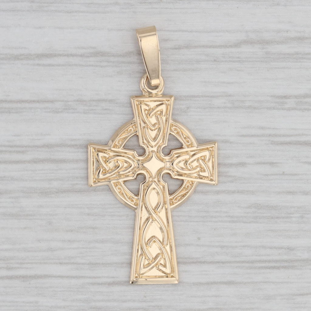 Irish Celtic Knot Iona Cross Pendant 10k Yellow Gold