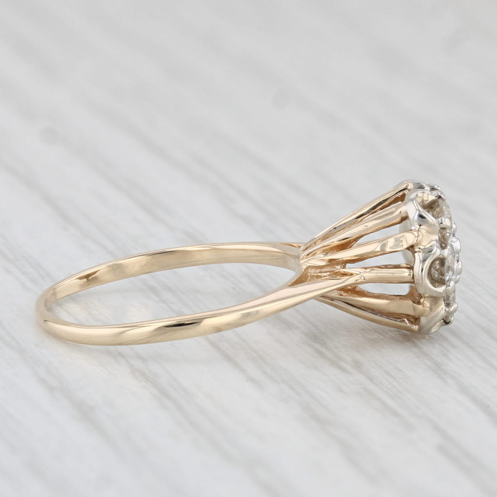 Vintage 0.49ctw Diamond Cluster Engagement Ring 14k Yellow Gold Size 4.5