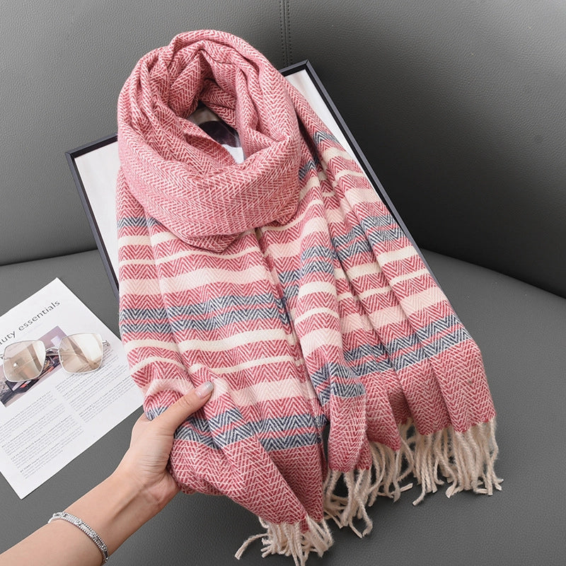 Women's Casual Classic Style Stripe Polyester Scarf