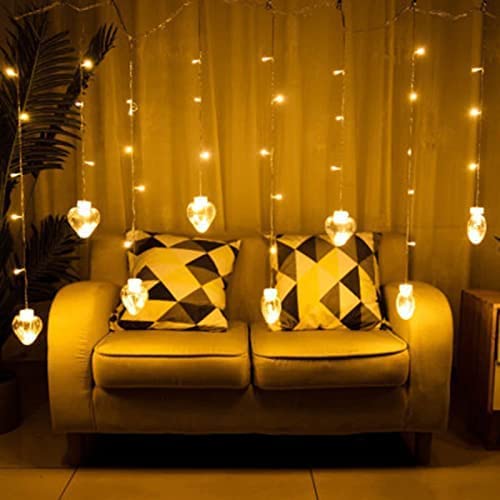 8 Feet 12 Wish Heart Ball String LED Lights With Color Box for Home Decoration. Diwali & Wedding LED Christmas Light Indoor and Outdoor Light .Festival Decoration  (Wishing Ball Warm White)