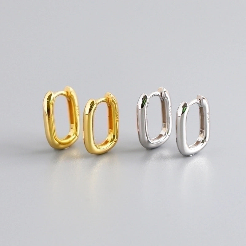 1 Pair U Shape Plating Sterling Silver Earrings
