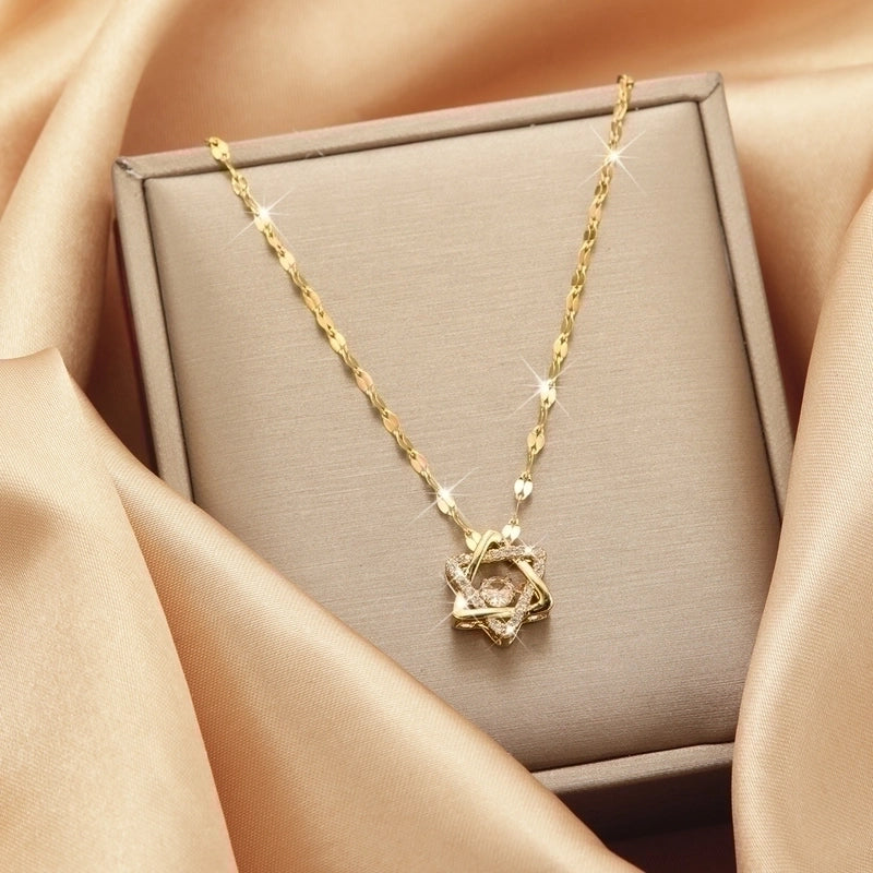 Titanium Steel Vintage Style Tassel Plating Doll Constellation Crown Pendant Necklace