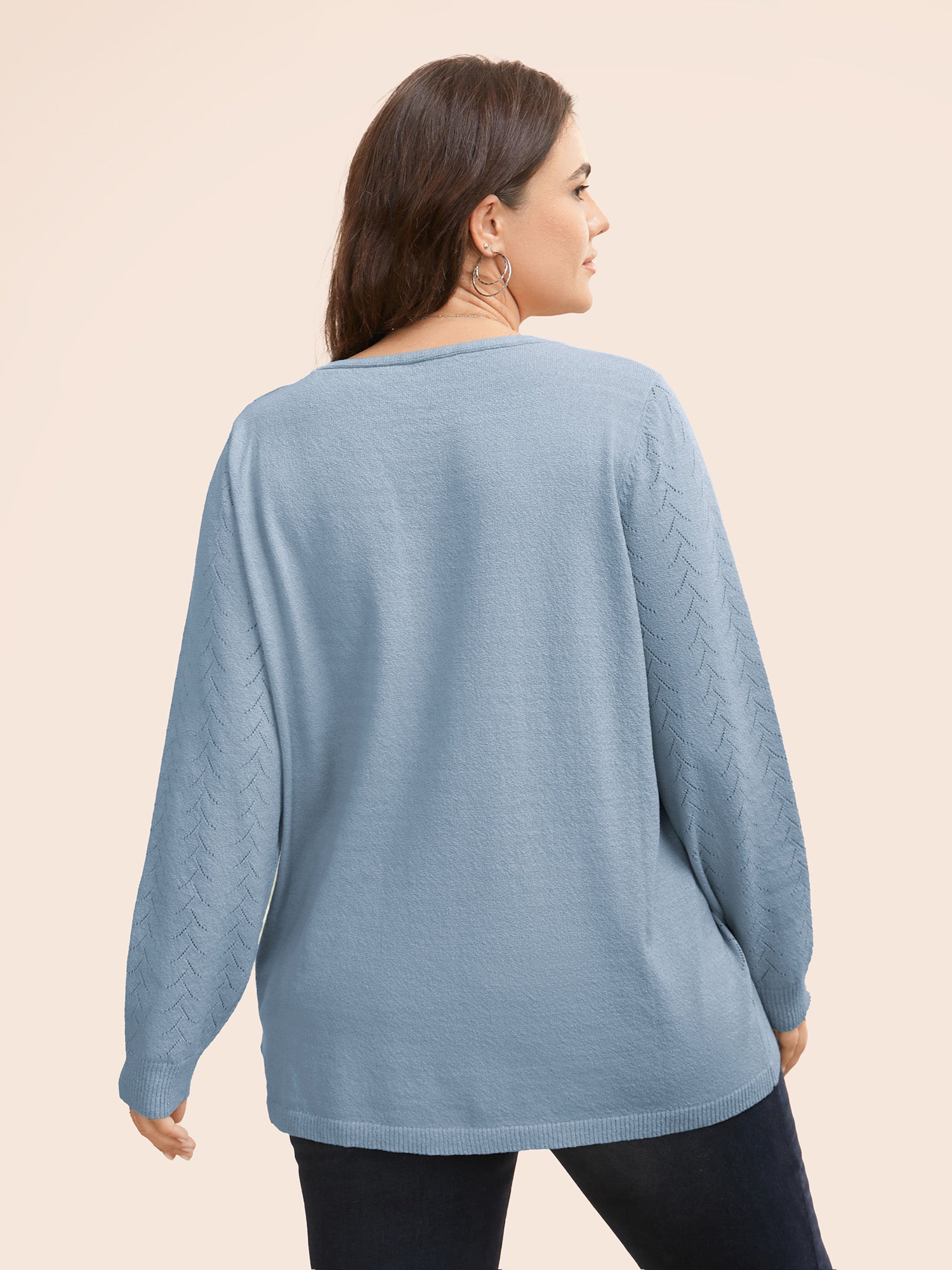 Texture V Neck Lightweight Pullover