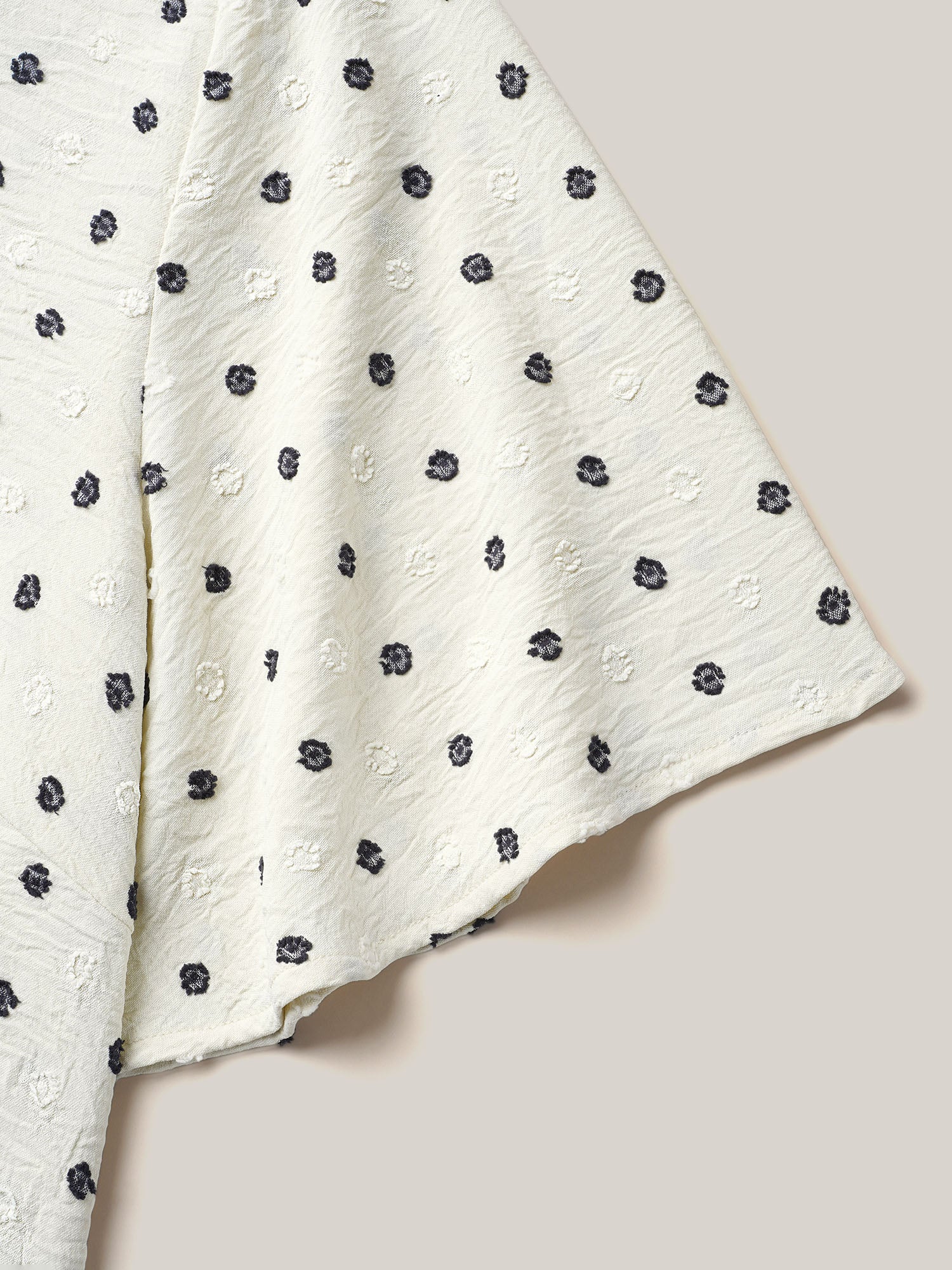 Textured Polka Dot Print Flared Sleeve Shirt
