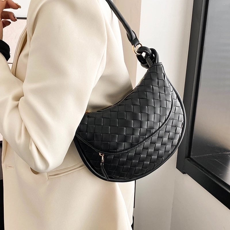 Women's Medium Pu Leather Solid Color Basic Vintage Style Dumpling Shape Flip Cover Underarm Bag
