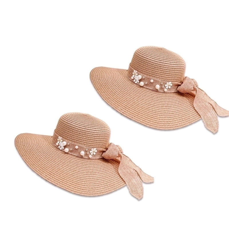 Korean Flower Hemp Strap Straw Hat Women Wide-brimmed Sunshade Cap