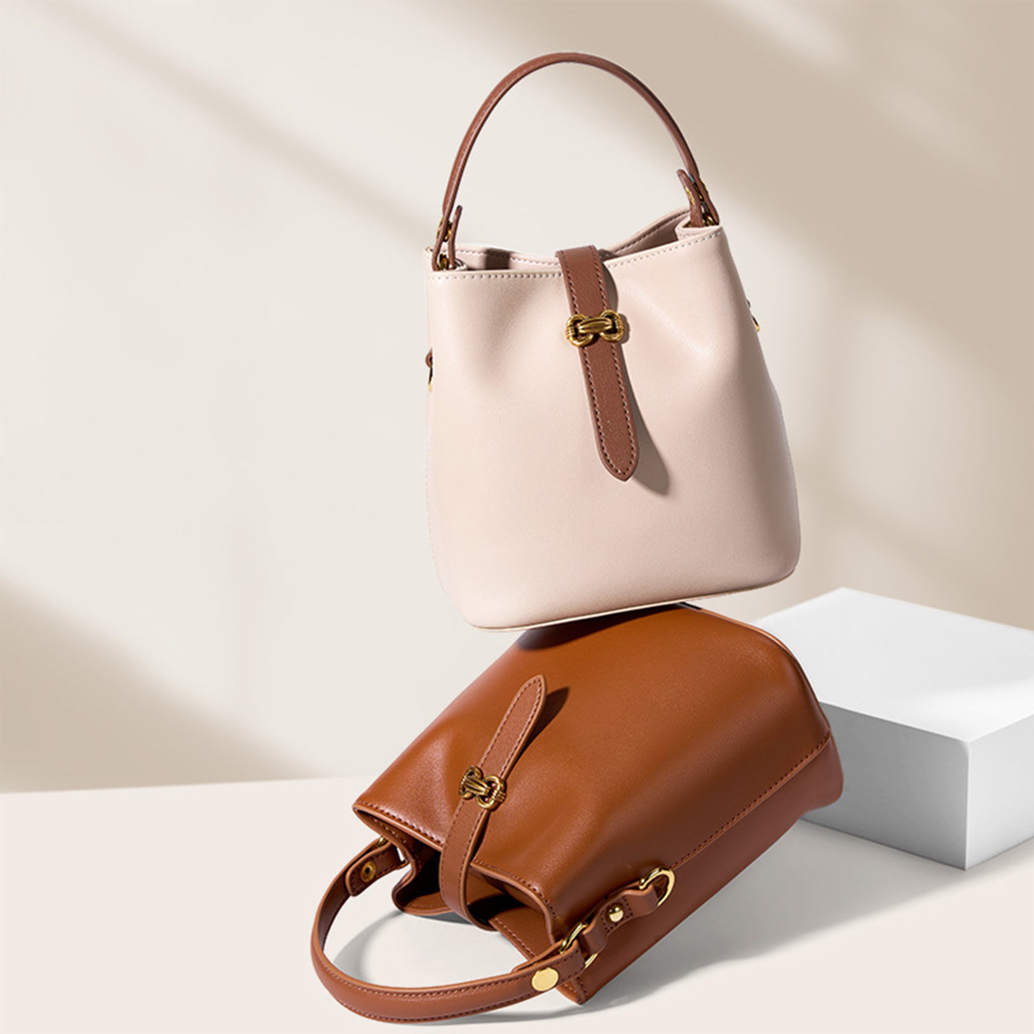 Genuine Leather Summer  Crossbody Bucket Bag