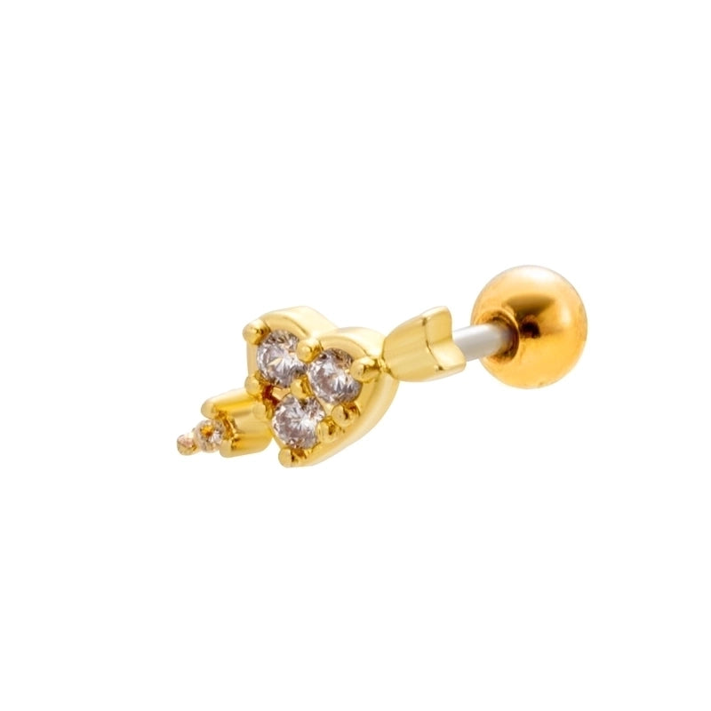 1 Piece Ear Cartilage Rings & Studs Sweet Heart Shape Flower 316L Stainless Steel  Copper Plating Inlay Zircon Ear Cartilage Rings & Studs
