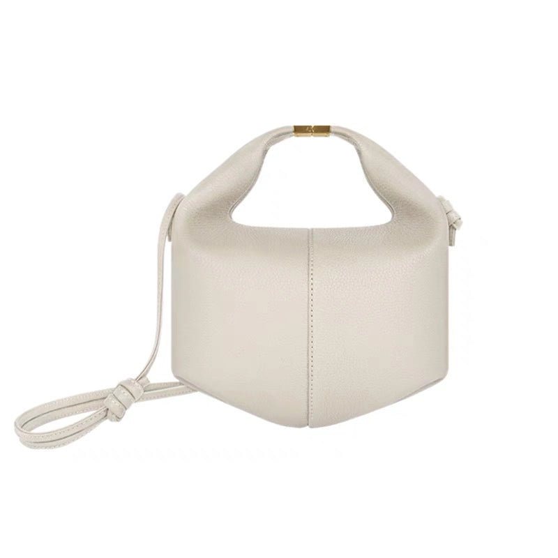 Women's Mini Leather Solid Color Elegant Basic Dumpling Shape Magnetic Buckle Tote Bag