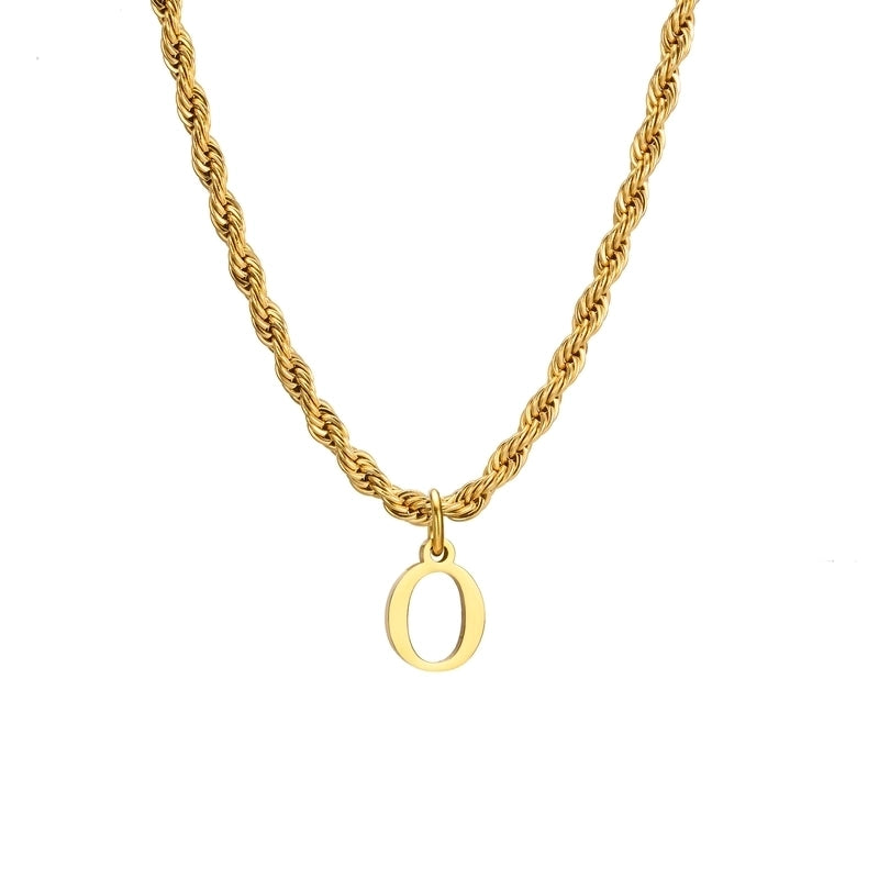 Minimalist Letter Stainless Steel Gold Plated Pendant Necklace