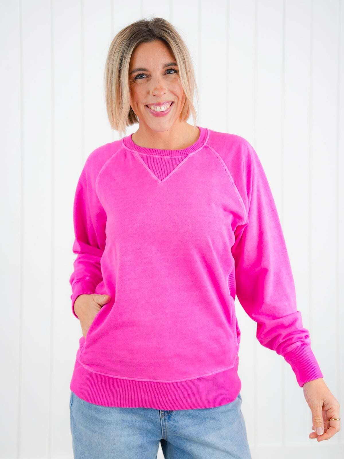 FINAL SALE⚡8 Packs for $24.95⚡ - Door Buster! Zenana Pigment Dyed French Terry Pullover w/ Pockets (Multiple Colors)