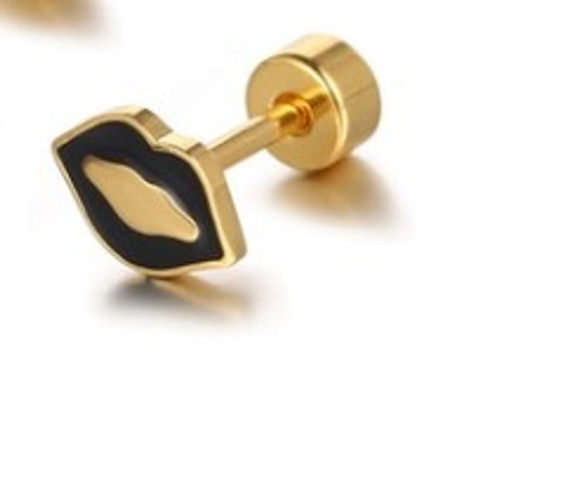1 Piece Fashion Lips Plating 304 Stainless Steel Ear Studs