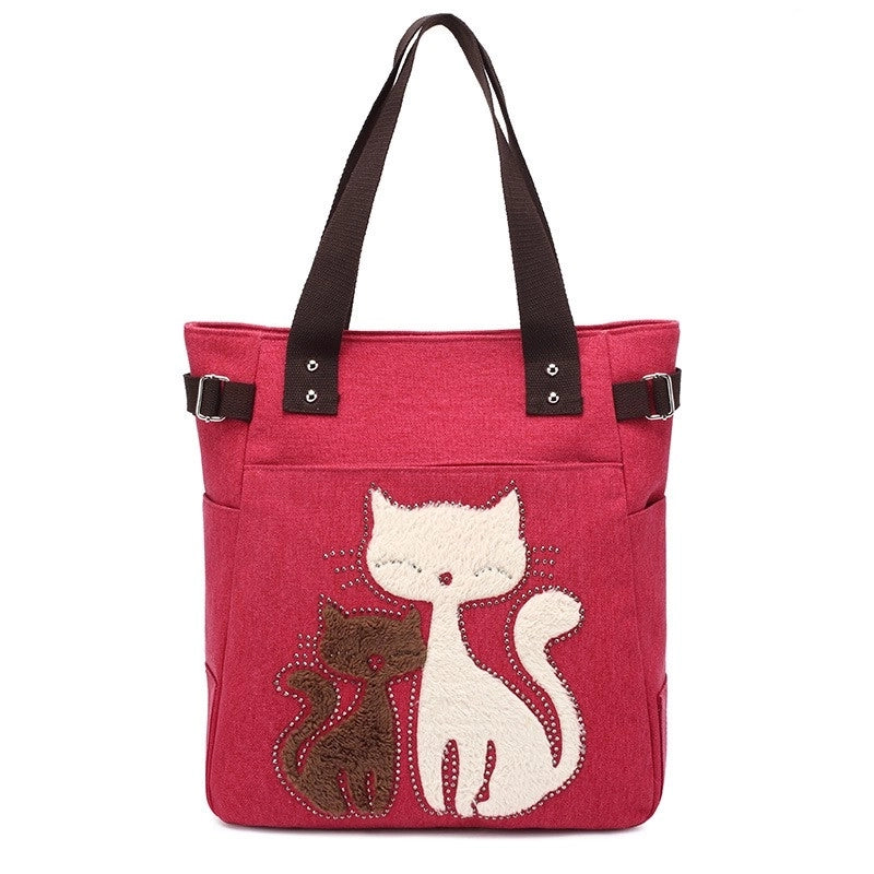 Women's Cute Cat Canvas Shopping Bags
