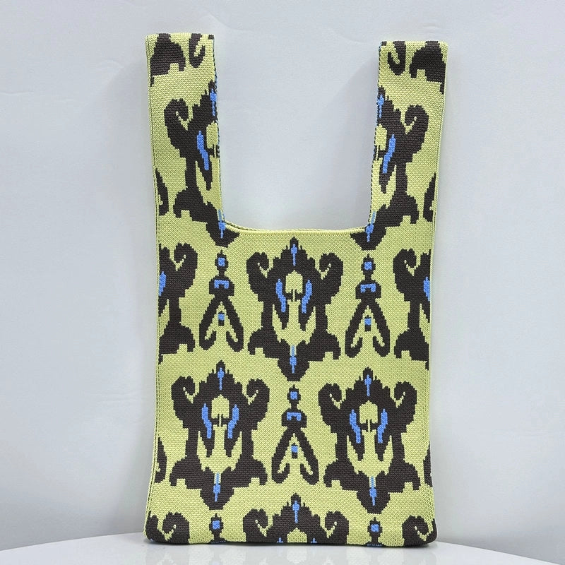 Unisex Small Polyester Geometric Vintage Style Vacation Weave Square Open Handbag