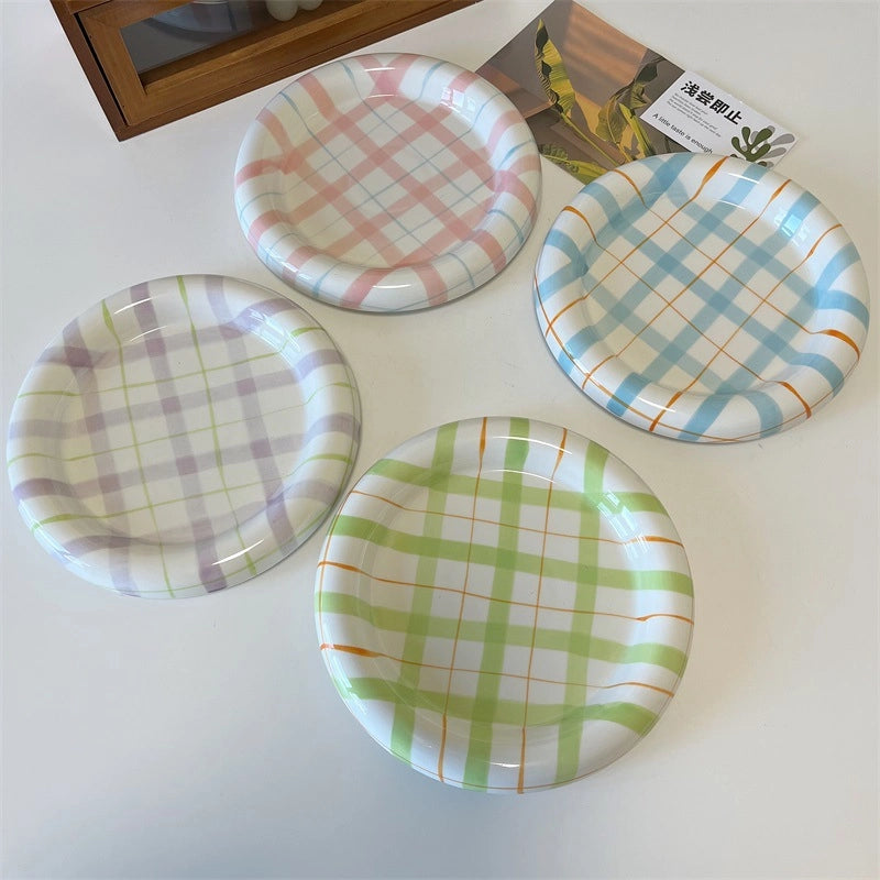 Cute Lattice Porcelain Plate 1 Piece