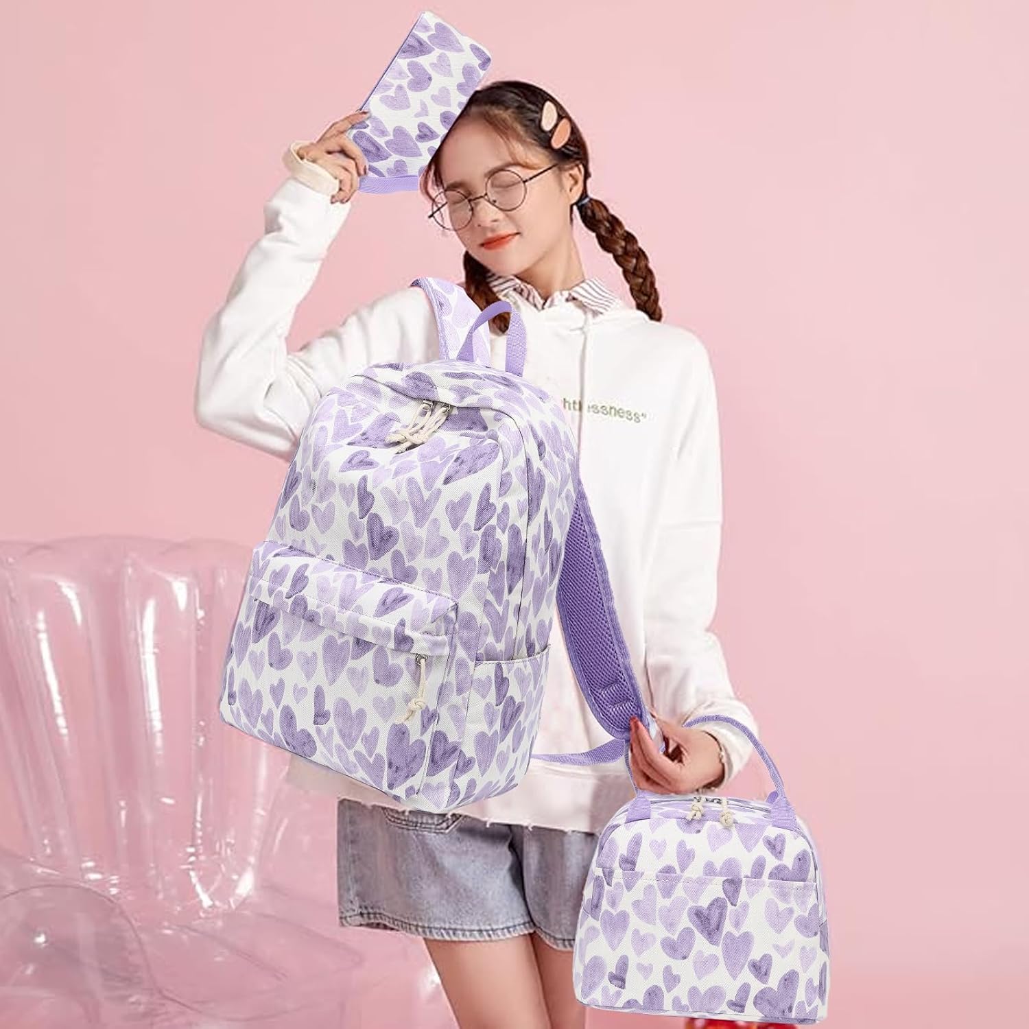 Bluboon School Backpack Teens Girls Boys Kids School Book Bags with Lunch Box Pencil Bag