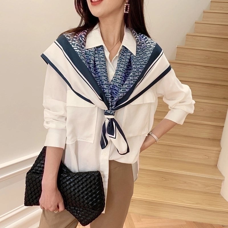 Women's Fashion Geometric Satin Silk Scarves