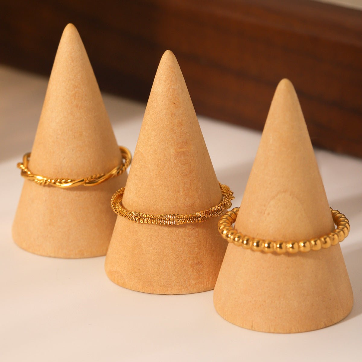 Ins Style Stainless Steel Twist Ring Female Round Bead Ring Star Chain Ring
