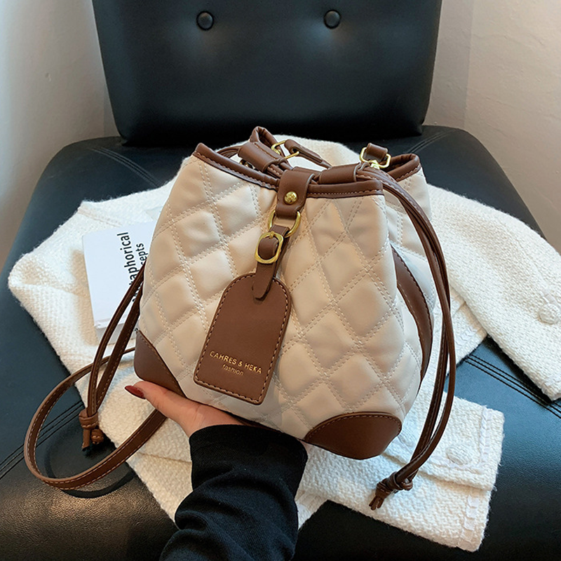 Stylish Embroidered PU Leather Bucket Crossbody Bag