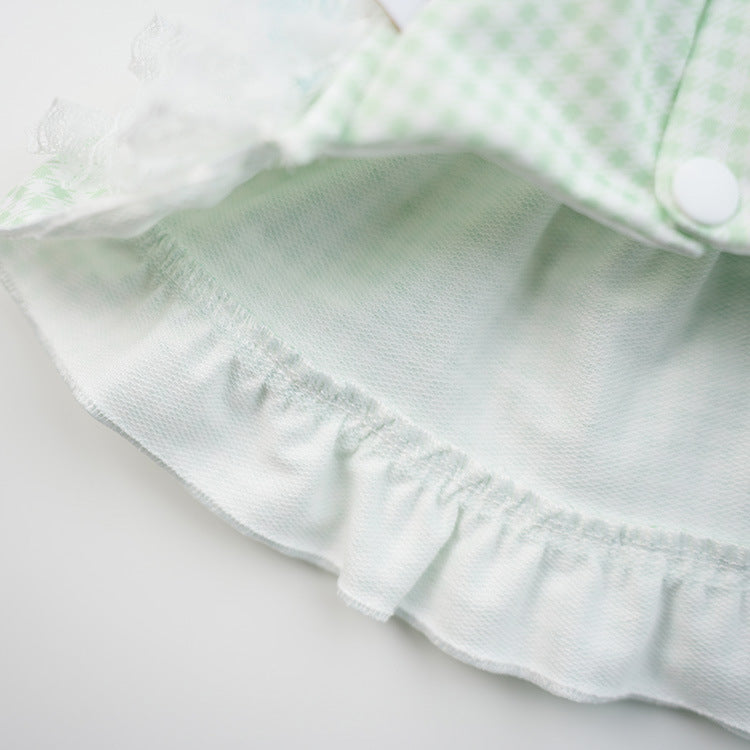 Plaid Flower Decor Tulle Dog Cat Dress