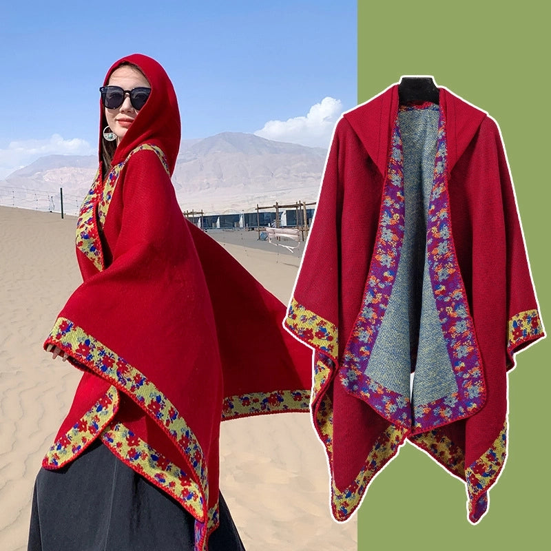 Women's Retro Ethnic Style Flower Artificial Wool Acrylic Shawl