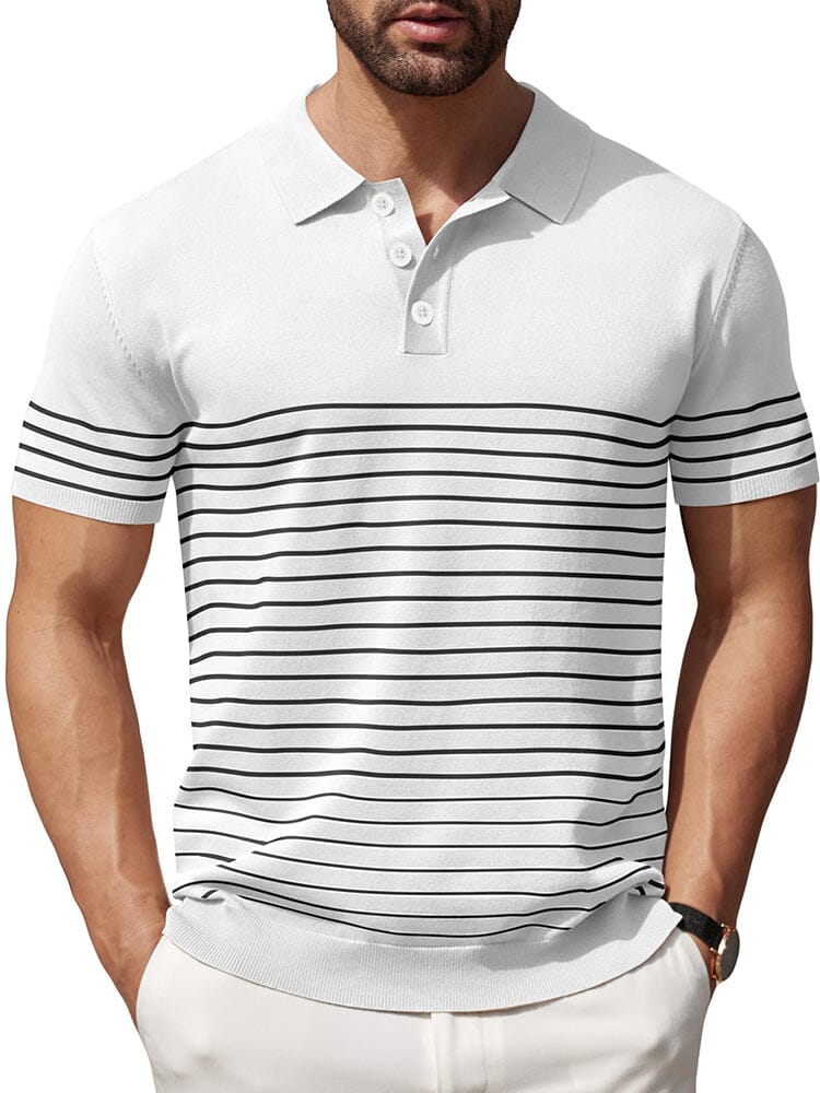 Casual Stripe Knit Polo Shirt (US Only)