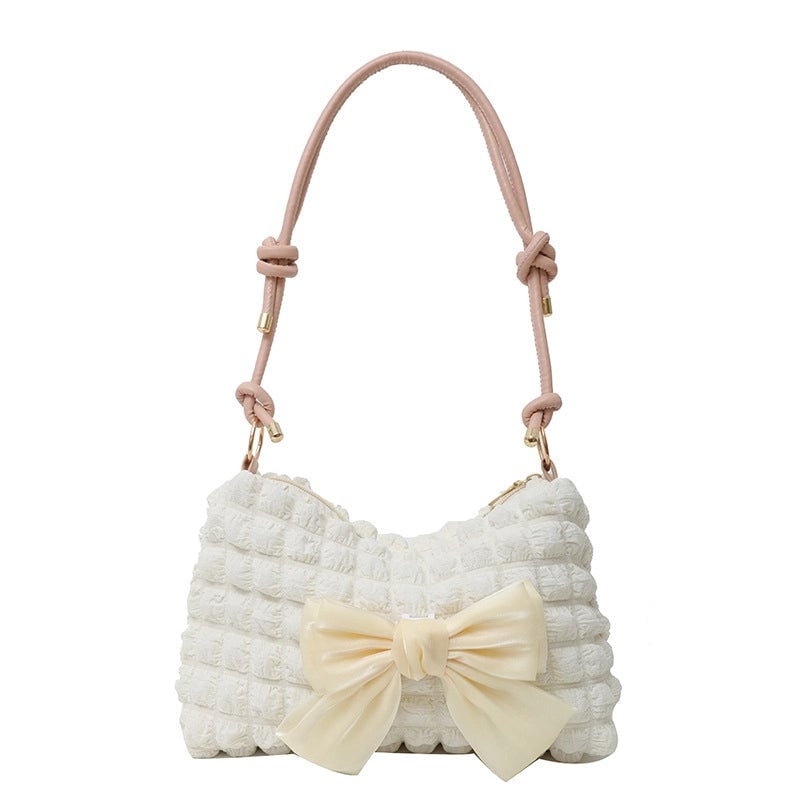 Women's Nylon Bow Knot Cute Dumpling Shape Zipper Shoulder Bag