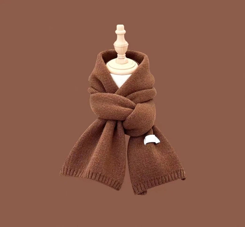 Internet Celebrity Solid Color Wool Knitted Scarf Women's Autumn And Winter New Student Couple Warm Small Scarf