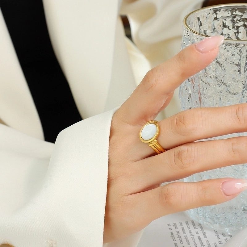 Lady Geometric 304 Stainless Steel No Inlaid 18K Gold Plated Plating