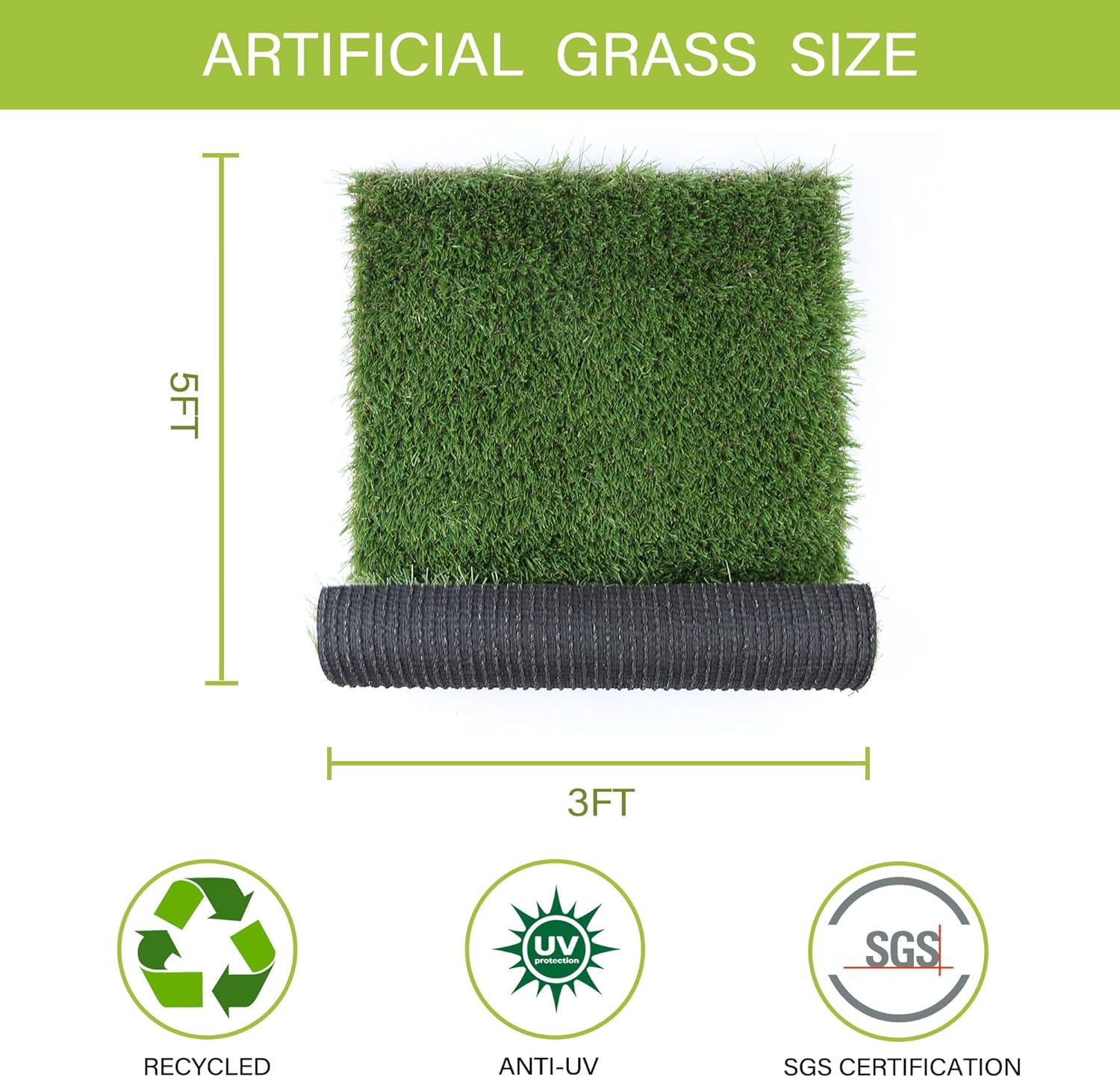 Dogs Grass for Potty Training. Artificial Grass for Dogs Puppy Fake Grass Pads 3×5ft Large Dogs Supplies Pets Litter Rugs for Puppy Training