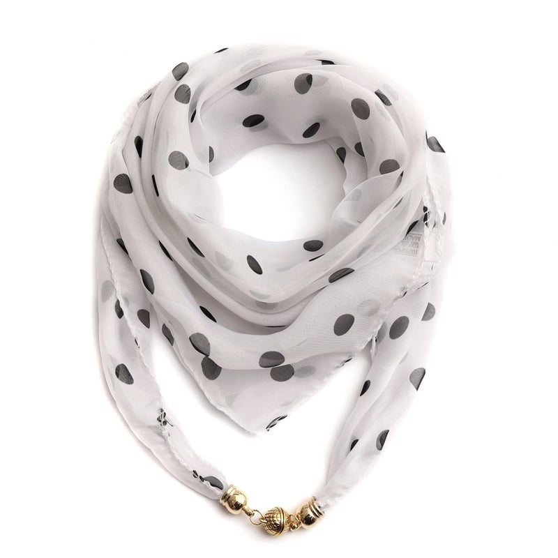 Women's Classic Style Splicing Polka Dots Flower Polyester Printing Silk Scarf