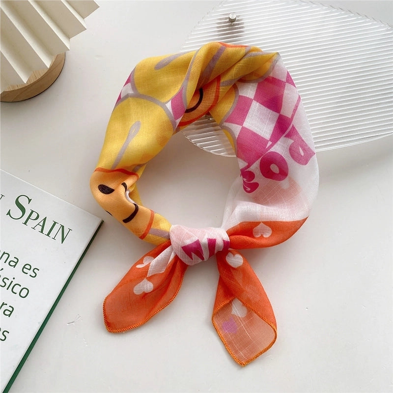 Women's Fashion Stripe Cotton And Linen Printing Cotton Linen Scarves