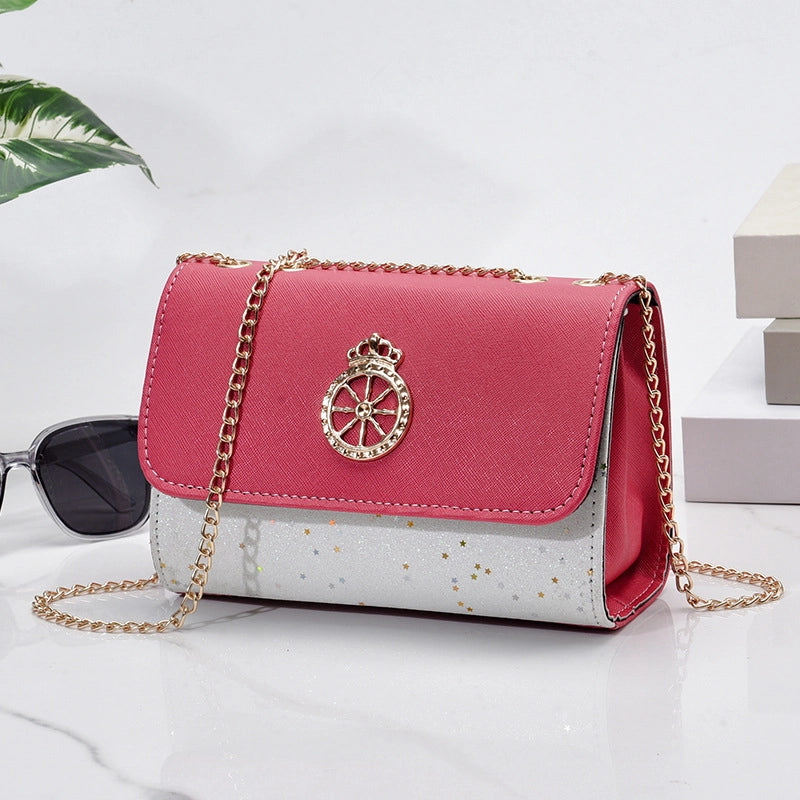 Women's Small Pu Leather Star Elegant Flip Cover Square Bag